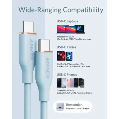 Anker Powerline Iii Flow Usb-C To Usb-C 100W (0.9M/3Ft) -Blue